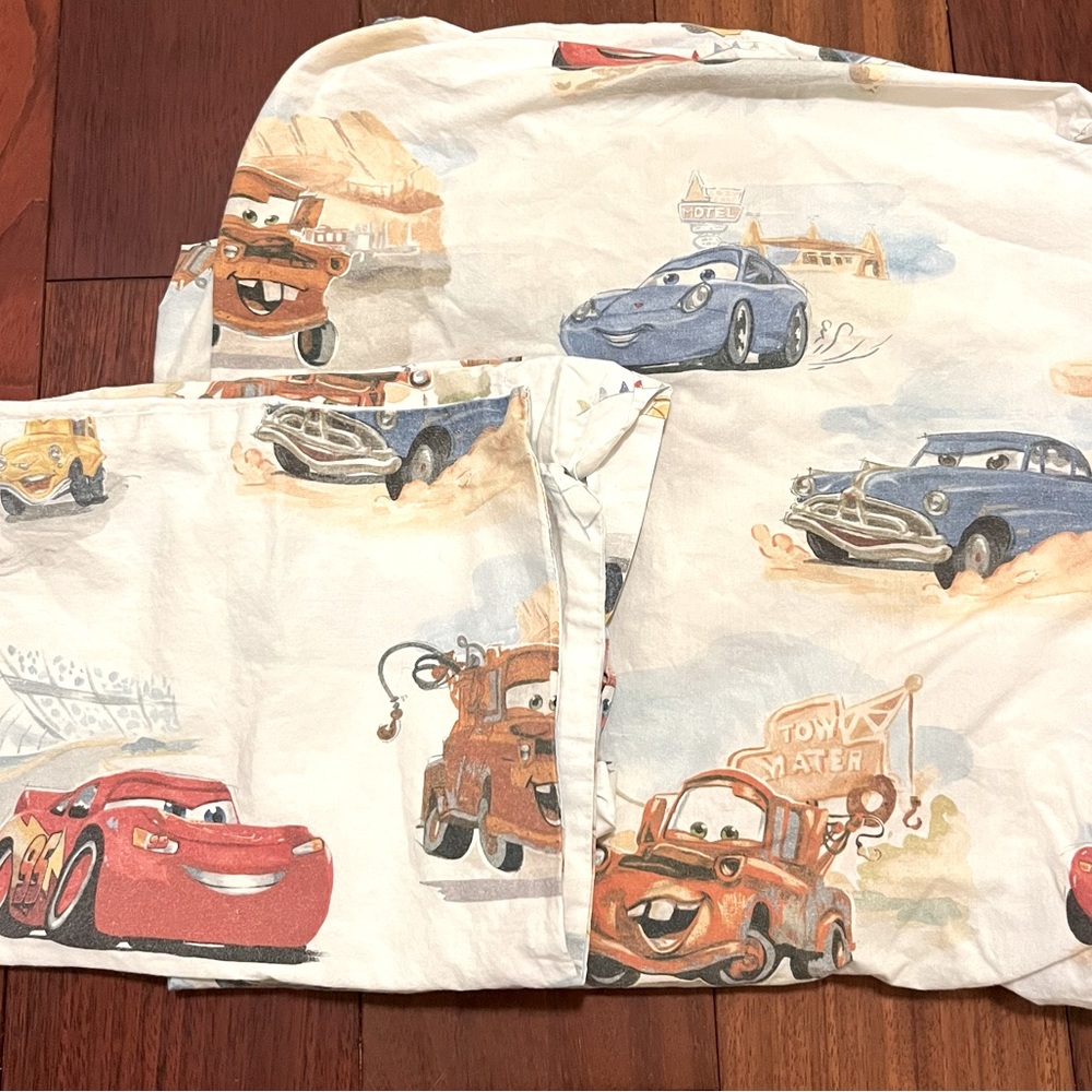 Pottery Barn Organic Cars Toddler Sheet Set